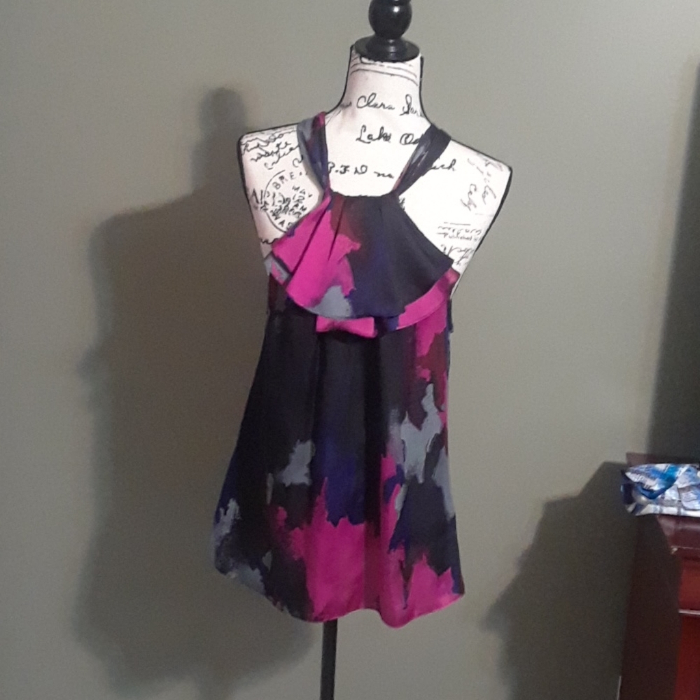 Purple and black silk halter top